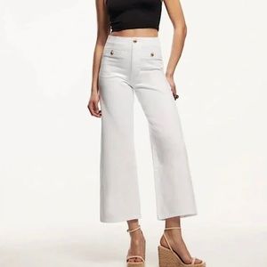 ZARA Wide Leg Cropped Jeans with Gold Buttons and Front/Back Pockets Size 0